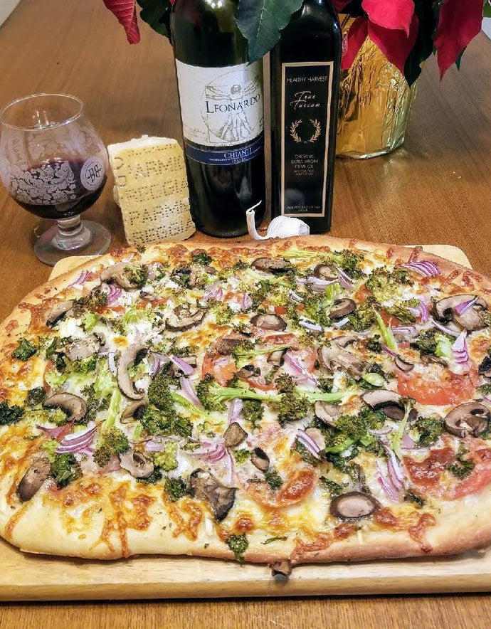 Garlic Olive Oil Pizza with Fresh Tomatoes and Veggies