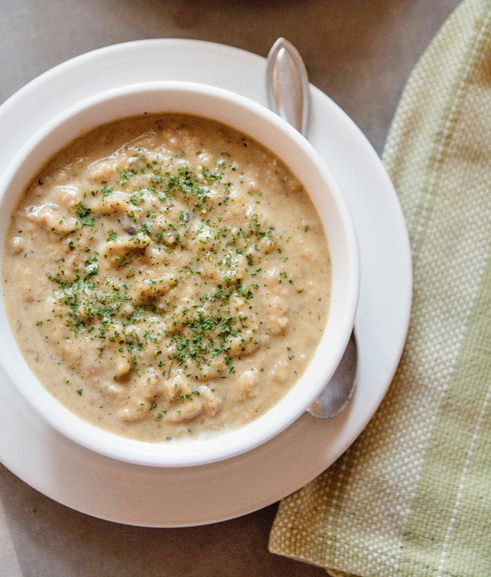 Potato Leek Soup with Lemon Olive Oil