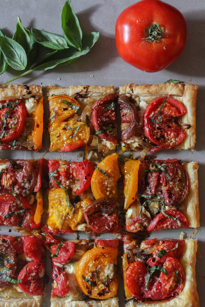 Heirloom Tomato Tart with Goat Cheese and Caramelized Onions