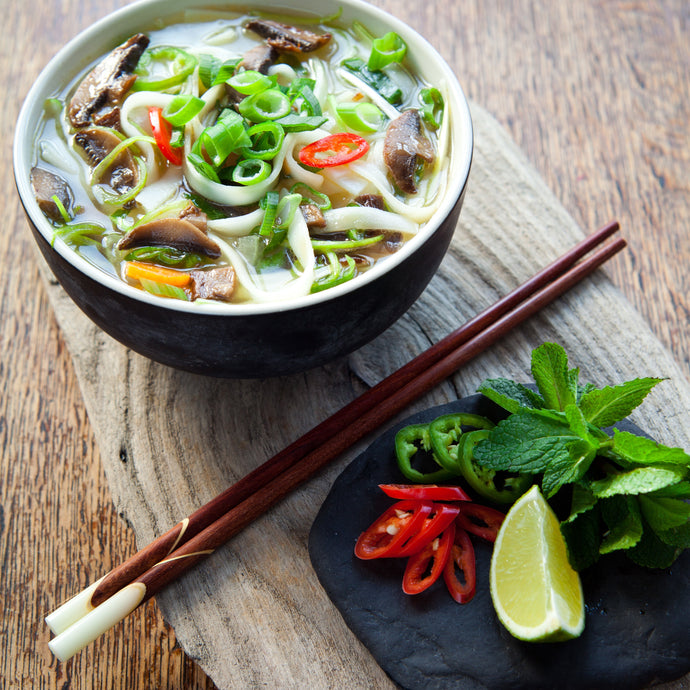 Vegetarian Pho: 30-Minute Vietnamese Noodle Soup with Portobello Mushrooms