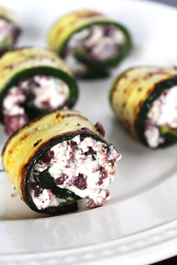 Zucchini Roll-ups with Herbed Goat Cheese and Olives